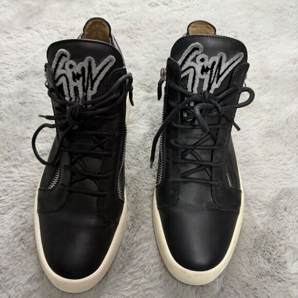 Giuseppe zanotti men\'s high top sneakers Zip Black Leather Shoes Size 44 / 11 main image 5